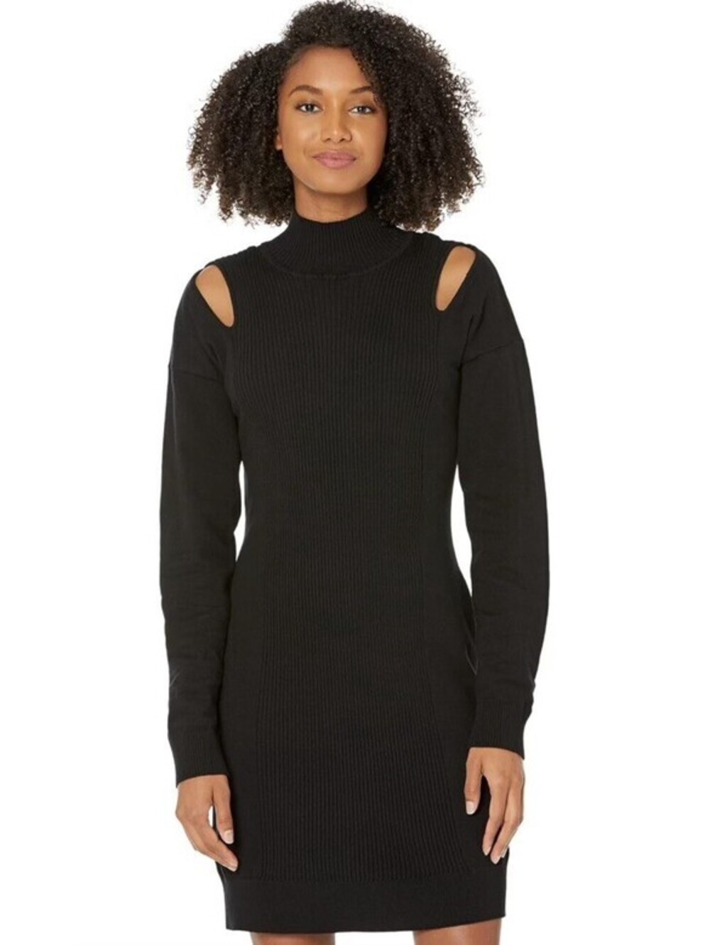 BCBGeneration Women's Mini Long Sleeve Mock Neck Shoulder Cut Out Dress Size S